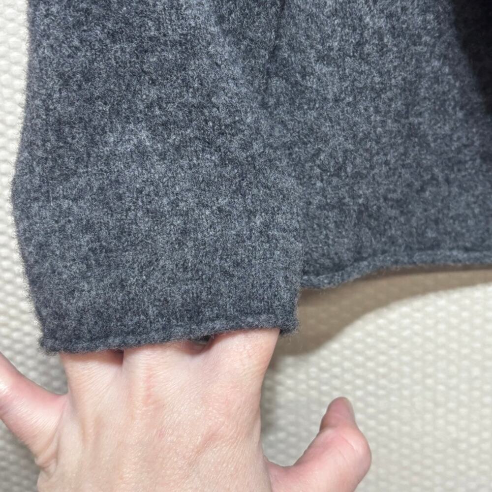 Eileen Fisher Charcoal Gray 100% Wool Open Front Draped Cardigan Size Medium - Picture 2 of 8